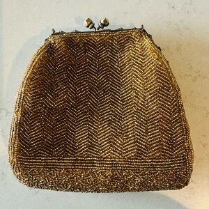 Vintage Gold Beaded Evening Clutch